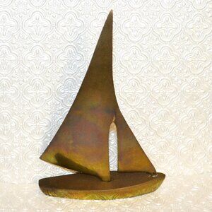 Brass Sailboat For Nautical Display Home Decor Camp Decor Metalware